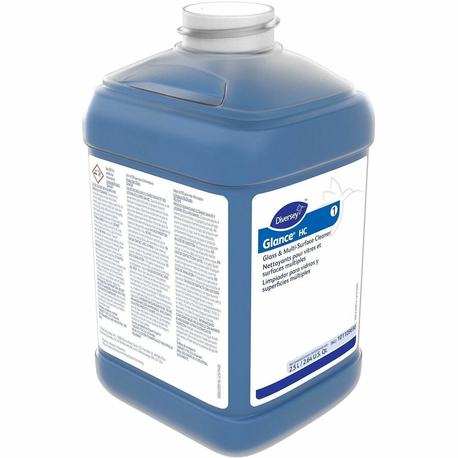 Diversey Glance Multi-Surface Cleaner - For Glass, Surface, Window - Ready-To-Use/Concentrate - 84.5 fl oz (2.6 quart) - Ammonia Scent - Quick Drying, Streak-free - Blue - 1 Each