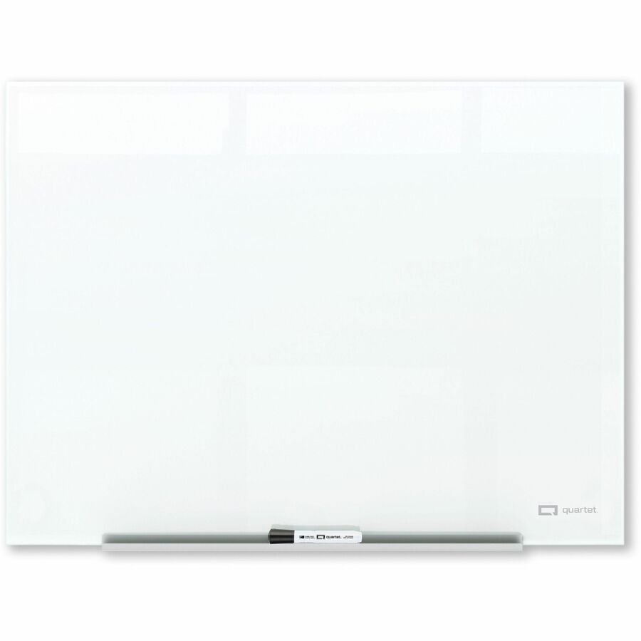 Quartet InvisaMount Magnetic Glass Board - 48" (4 ft) Width x 36" (3 ft) Height - White Tempered Glass Surface - Horizontal - Magnetic - Frameless, Accessory Tray, Non-absorbent, Stain Resistant, Ghost Resistant, Scratch Resistant, Dent Resistant, Easy...