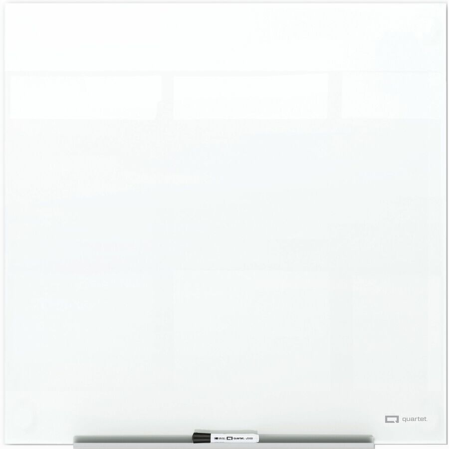 Quartet InvisaMount Magnetic Glass Board - 48" (4 ft) Width x 48" (4 ft) Height - White Glass Surface - Horizontal - Magnetic - Frameless, Accessory Tray, Non-absorbent, Stain Resistant, Ghost Resistant, Scratch Resistant, Dent Resistant, Easy to Clean...