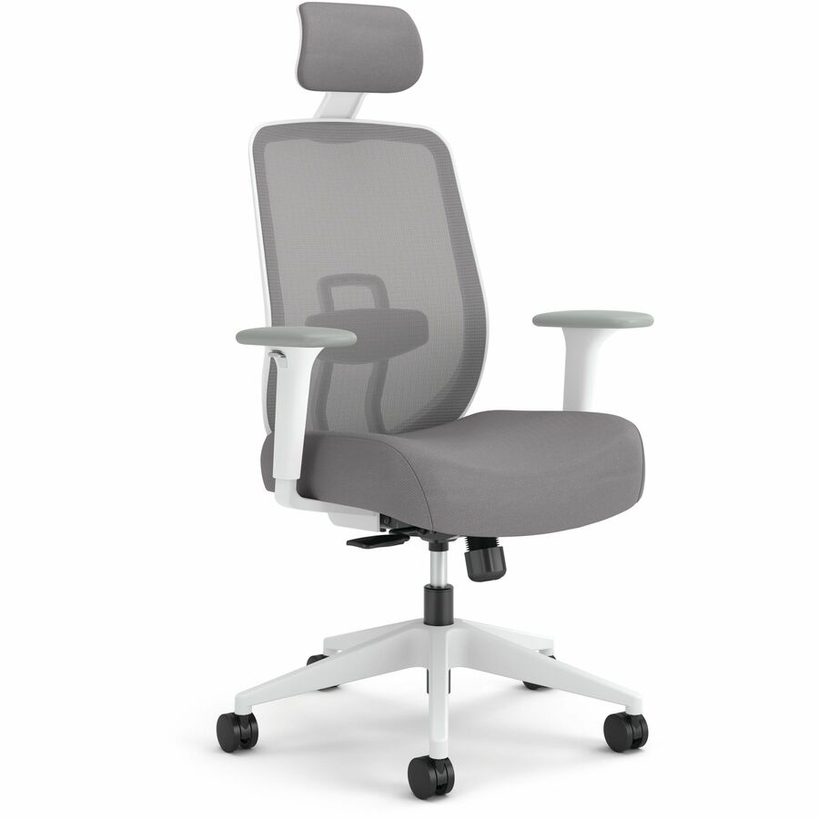 HON Altern Task Chair - Fabric, Foam Seat Material - Gray Back Color - Mesh Back Material - White Frame Color - Mid Back - Gray - Armrest - 1 Each
