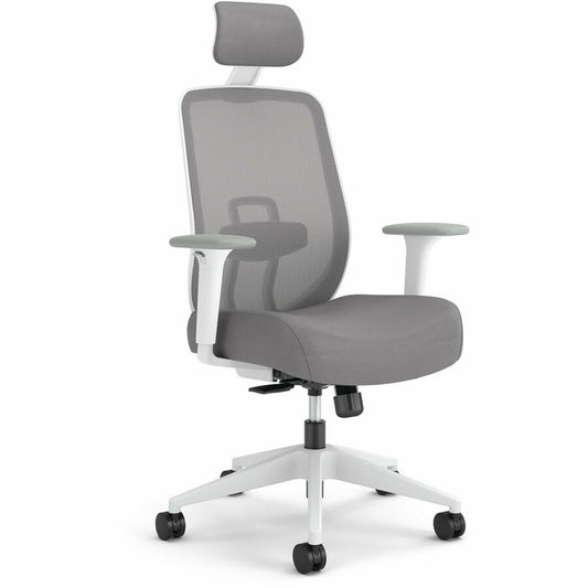 HON Altern Task Chair - Fabric, Foam Seat Material - Gray Back Color - Mesh Back Material - White Frame Color - Mid Back - Gray - Armrest - 1 Each