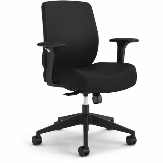 HON Altern Task Chair - Fabric, Foam Seat Material - Fabric Back Material - Black Frame Color - Mid Back - Black - Armrest - 1 Each