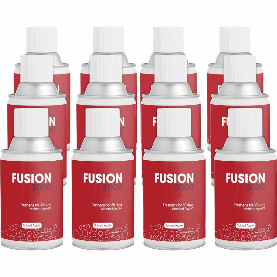Fresh Products Fusion 3000 Metered Aerosols - 6000 ft� - Spiced Apple - 30 Day - Odor Neutralizer, VOC Compliant - 12 / Carton