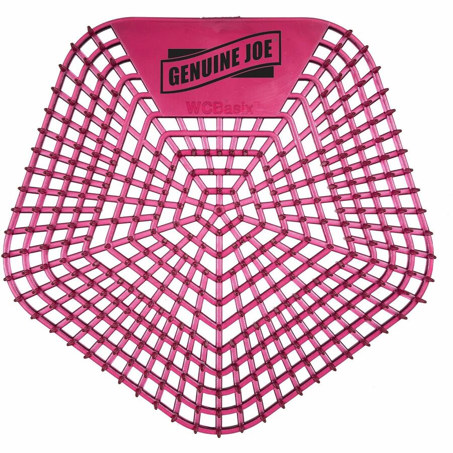 Genuine Joe Urinal Screens - Lasts upto 30 Days - Dual Sided Design - 10 / Carton - Red