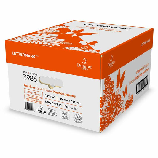 Domtar Lettermark Copy Paper - 96 Brightness - 90% Opacity - Legal - 8 1/2" x 14" - 20 lb Basis Weight - 75 g/m², Grammage - Sustainable Forestry Initiative (SFI) - ColorLok Technology, Printable, Jam-free, Acid-free, Long Lasting - White - 500 She...