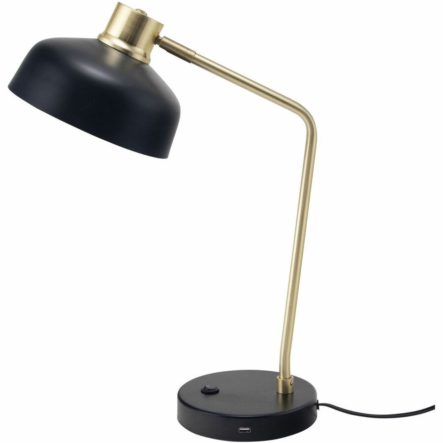 Victory Light Adjustable LED Lamp - 20" Height x 7.9" Width - 10 W LED Bulb - USB Powered, Adjustable Shade, Energy Saving, Touch-activated, Adjustable Arm, USB Charging - Round - Metal - Desk Mountable - Black - for Desk, Smartphone, Smart Watch, Office