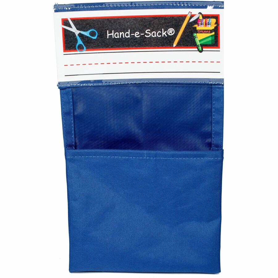 Seat Sack Hand-e-Sack Storage Pouches - Desk - Hook & Loop Closure, Interlockable, Storage Space, Tear Resistant, Adhesive - Blue - 100 / Carton