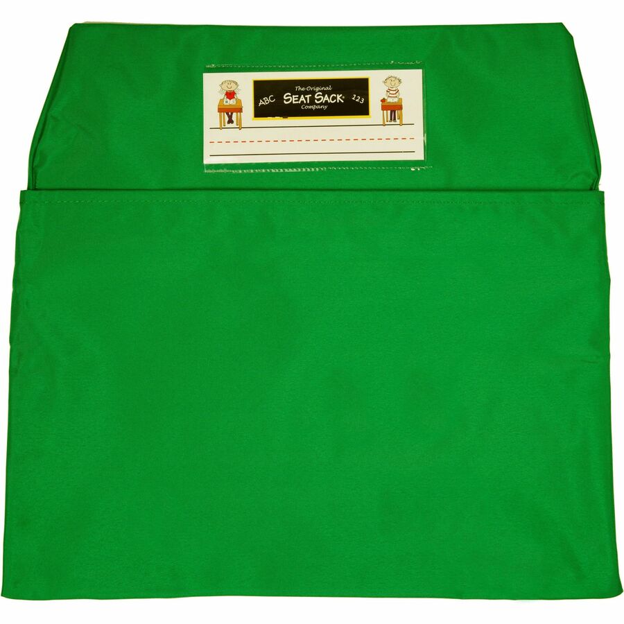 Seat Sack 10-Count 1-Pocket Classroom Pack - 1 Pocket(s) - 17" Width x 2" Depth - Chair - Laminated, Elastic, Washable, Expandable - Green - Poly Cotton - 10/Pack - 1 Carton