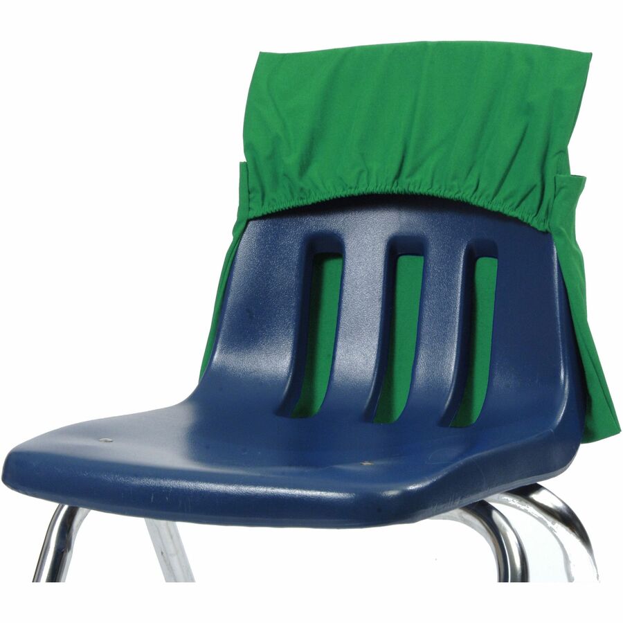 Seat Sack 25-Count 1-Pocket Seat Sack with Elastic Back Classroom Pack - 1 Pocket(s) - 17" Width x 2" Depth - Chair - Elastic, Expandable, Washable, Durable - Green - Plastic, Poly Cotton, Laminate - 1 Carton