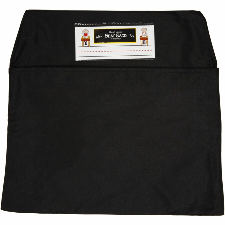 Seat Sack 10-Count 1-Pocket Classroom Pack - 1 Pocket(s) - 15" Width x 2" Depth - Chair - Washable, Expandable - Black - Poly Cotton - 10/Pack - 1 Carton