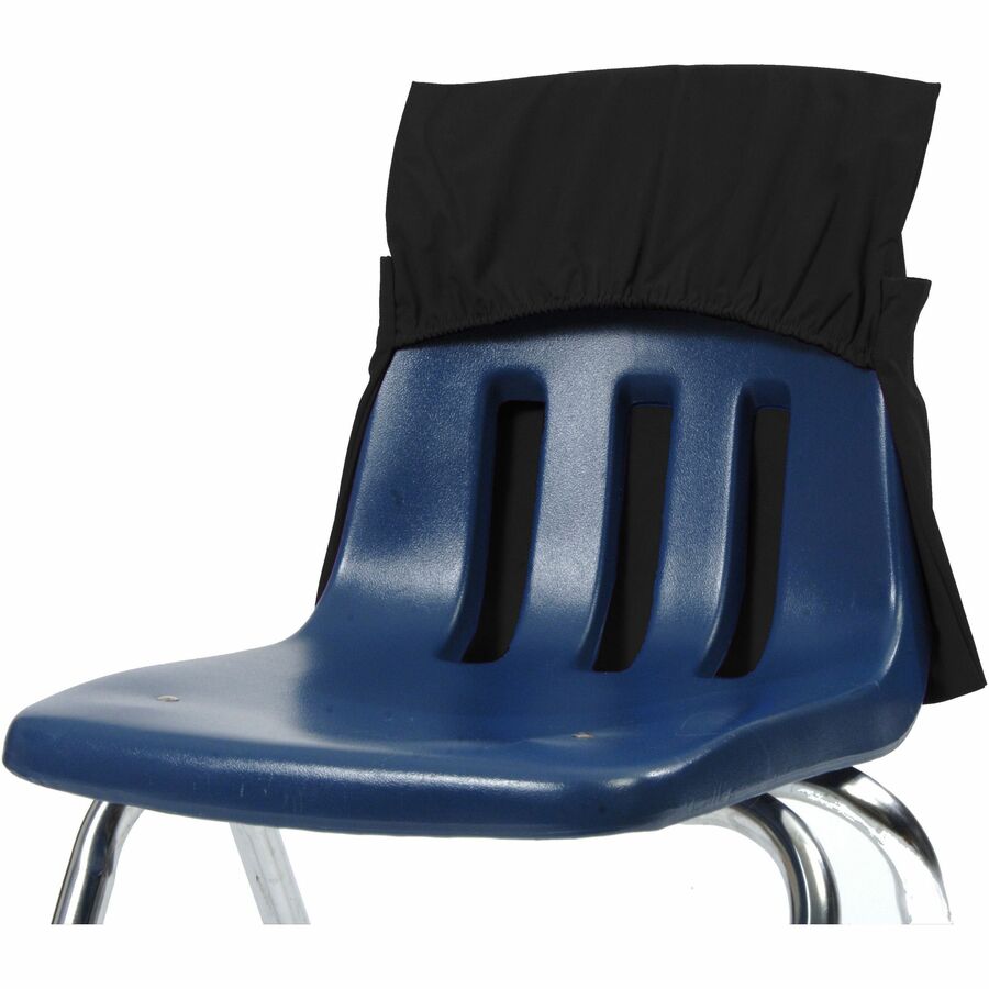 Seat Sack 10-Count 1-Pocket Seat Sack with Elastic Back Bundle - 1 Pocket(s) - 17" Width x 2" Depth - Chair - Durable, Desk Space, Laminated, Elastic, Washable, Expandable - Black - Poly Cotton - 1 Carton