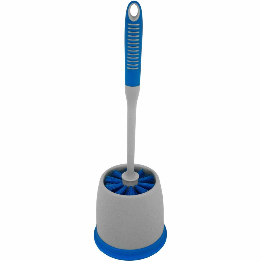 Impact Products Toilet Bowl Brush - 4" Polyethylene Terephthalate (PET) Bristle - 10.50" Handle Length x 1" Handle Diameter - Polypropylene, Thermoplastic Rubber (TPR) Handle - Blue, Gray - 12 / Carton