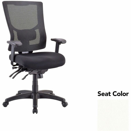 Lorell Multifunctional Mesh High-back Exec. Chair - Dillon Snow Seat Color - Mesh Back Material - High Back - 1 Each