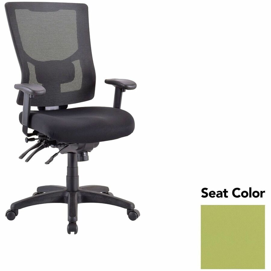 Lorell Multifunctional Mesh High-back Exec. Chair - Dillon Apple Green Seat Color - Mesh Back Material - High Back - 1 Each