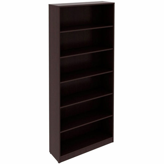 Lorell Laminate Bookcases - 36" Width x 12" Depth x 84" Height - 6 x Shelf(ves) - Sturdy, Laminated, Adjustable Shelf, Adjustable Feet, Square Edge - Espresso - Medium Density Fiberboard (MDF), Thermofused Laminate (TFL) - Assembly Required