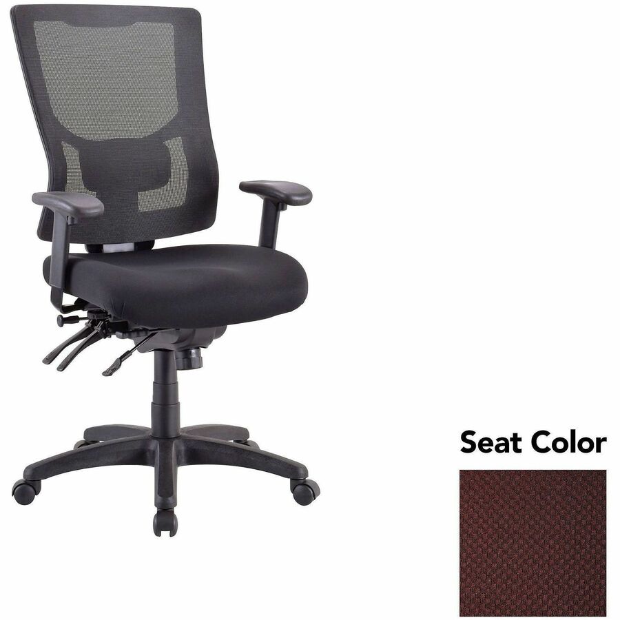 Lorell Multifunctional Mesh High-back Exec. Chair - Perfection Burgundy Seat Color - Mesh Back Material - High Back - 1 Each