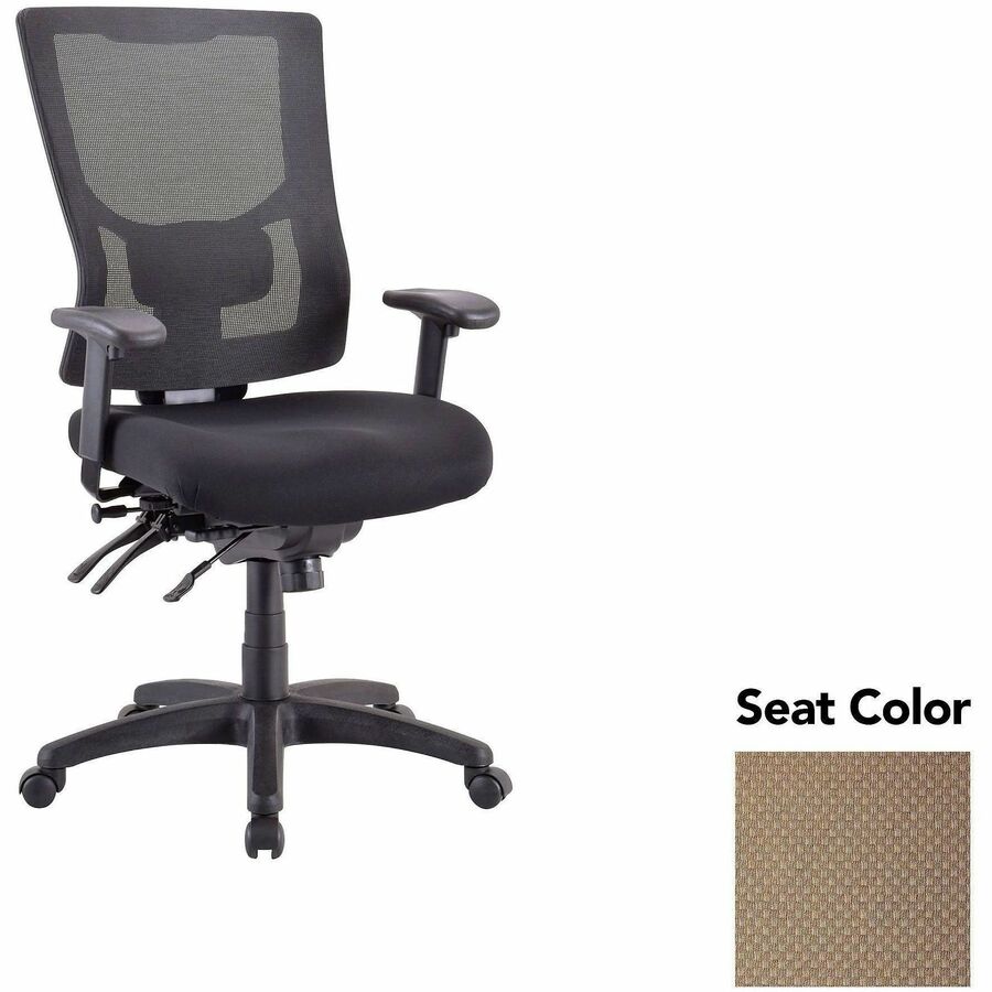 Lorell Multifunctional Mesh High-back Exec. Chair - Perfection Beige Seat Color - Mesh Back Material - High Back - 1 Each