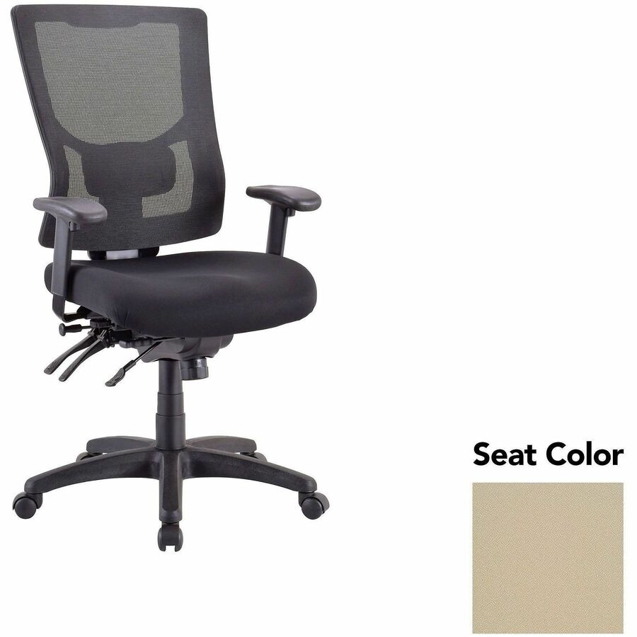 Lorell Multifunctional Mesh High-back Exec. Chair - Forte Pumice Seat Color - Mesh Back Material - High Back - 1 Each