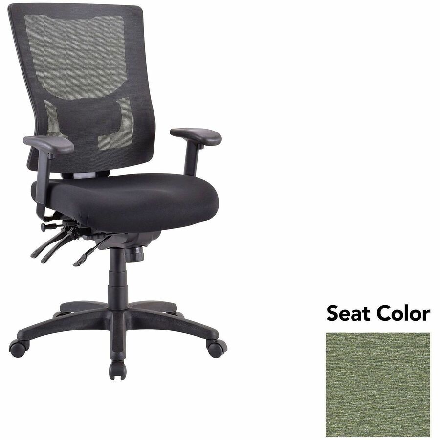 Lorell Multifunctional Mesh High-back Exec. Chair - Fuse Cress Seat Color - Mesh Back Material - High Back - 1 Each