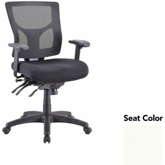 Lorell Multifunctional Mesh Mid-back Executive Chair - Dillon Snow Seat Color - Mesh Back Material - Mid Back - 1 Each
