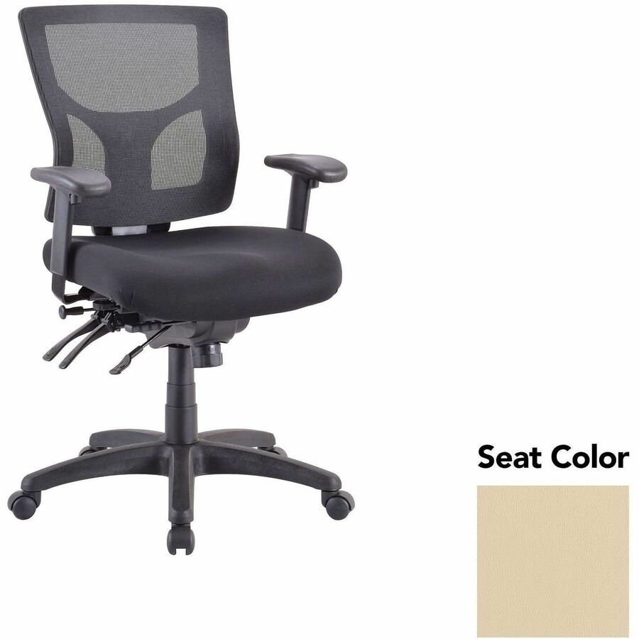 Lorell Multifunctional Mesh Mid-back Executive Chair - Dillon Buff Seat Color - Mesh Back Material - Mid Back - 1 Each