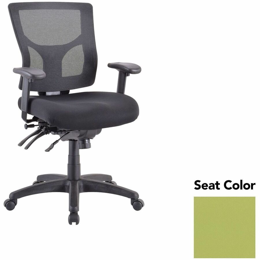 Lorell Multifunctional Mesh Mid-back Executive Chair - Dillon Apple Green Seat Color - Mesh Back Material - Mid Back - 1 Each