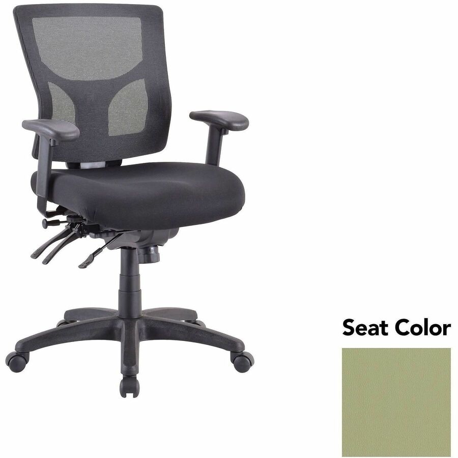 Lorell Multifunctional Mesh Mid-back Executive Chair - Dillon Sage Seat Color - Mesh Back Material - Mid Back - 1 Each