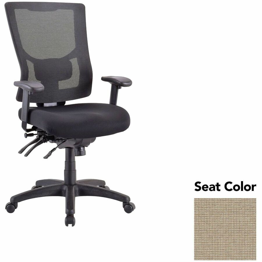 Lorell Multifunctional Mesh High-back Exec. Chair - Shire Travertine Seat Color - Mesh Back Material - High Back - 1 Each