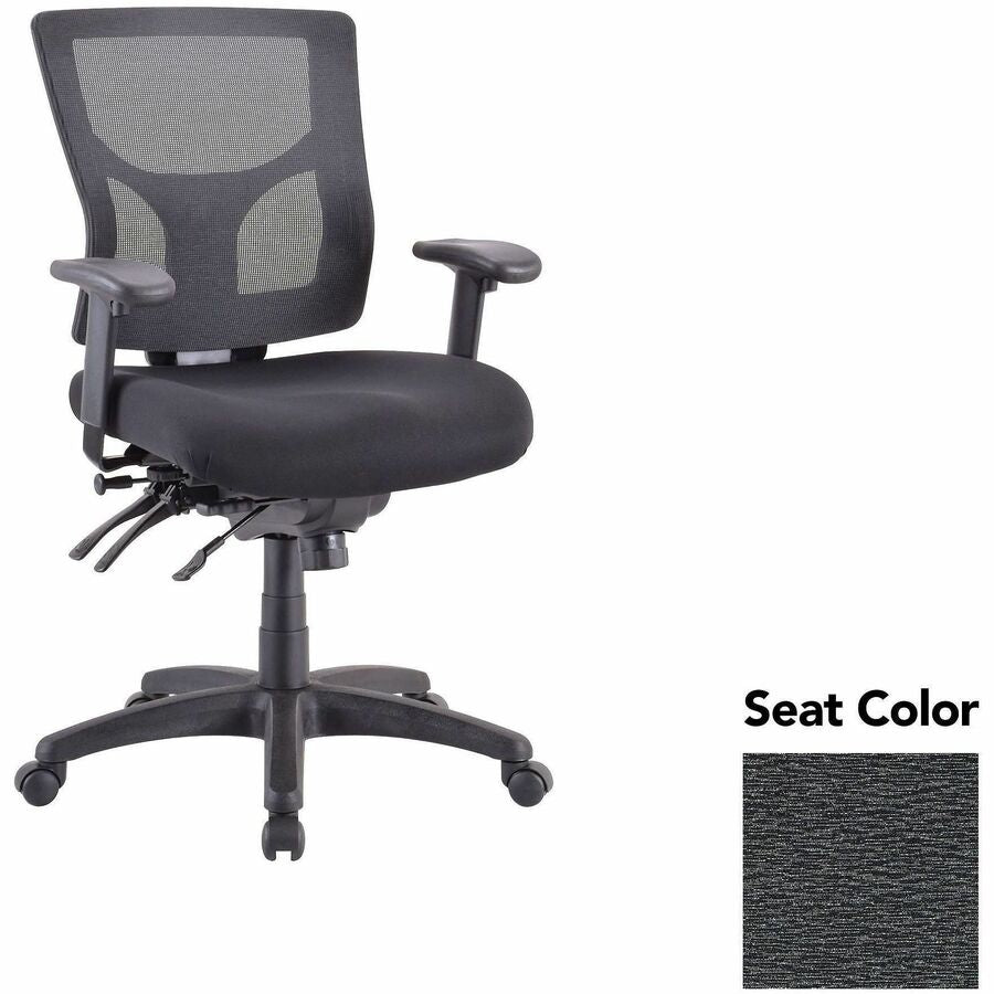 Lorell Multifunctional Mesh Mid-back Executive Chair - Fuse Azurean Seat Color - Mesh Back Material - Mid Back - 1 Each