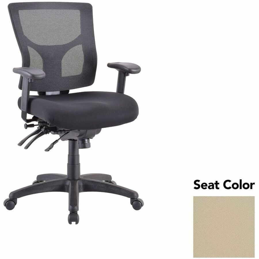 Lorell Multifunctional Mesh Mid-back Executive Chair - Forte Pumice Seat Color - Mesh Back Material - Mid Back - 1 Each