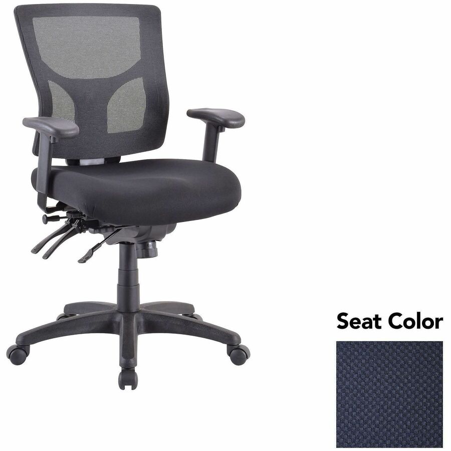 Lorell Multifunctional Mesh Mid-back Executive Chair - Perfection Navy Seat Color - Mesh Back Material - Mid Back - 1 Each