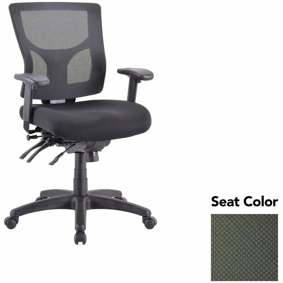 Lorell Multifunctional Mesh Mid-back Executive Chair - Perfection Olive Green Seat Color - Mesh Back Material - Mid Back - 1 Each