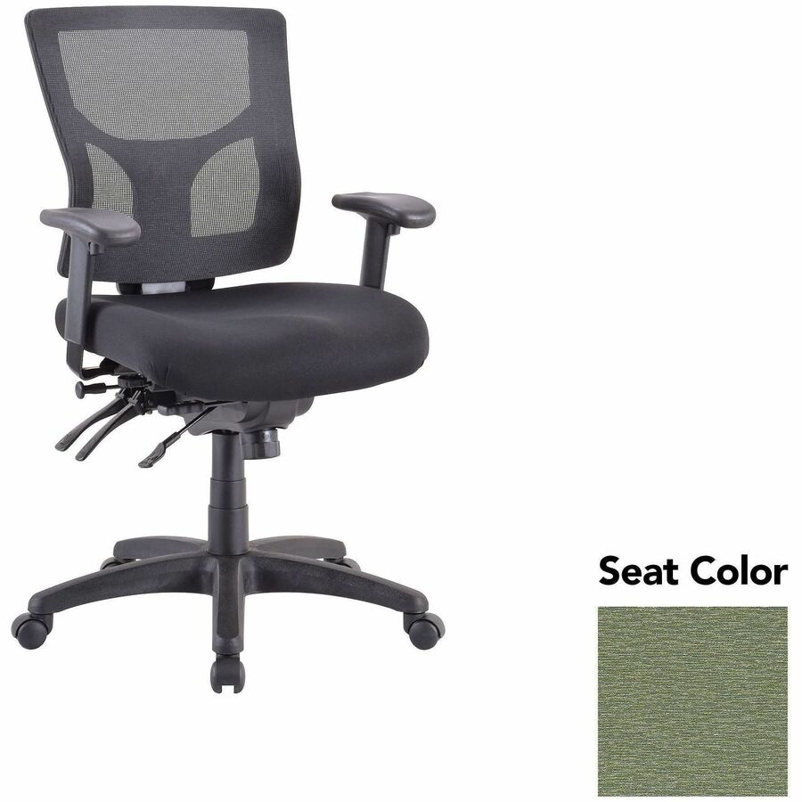 Lorell Multifunctional Mesh Mid-back Executive Chair - Fuse Cress Seat Color - Mesh Back Material - Mid Back - 1 Each
