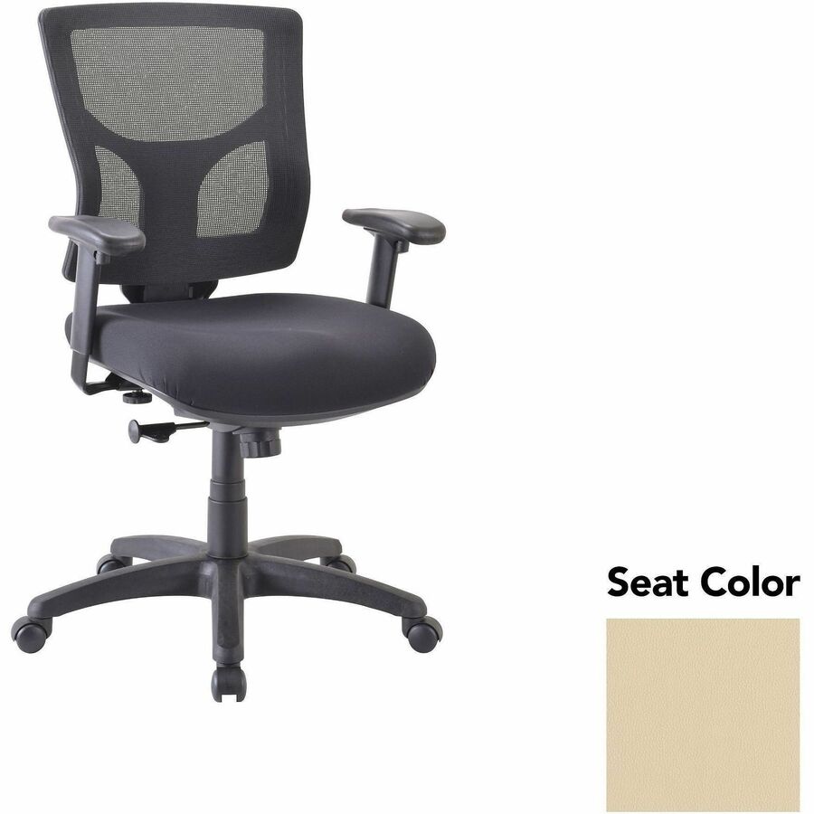 Lorell Conjure Swivel/Tilt Task Chair - Dillon Buff Seat Color - Mesh Back Material - Mid Back - Armrest - 1 Each