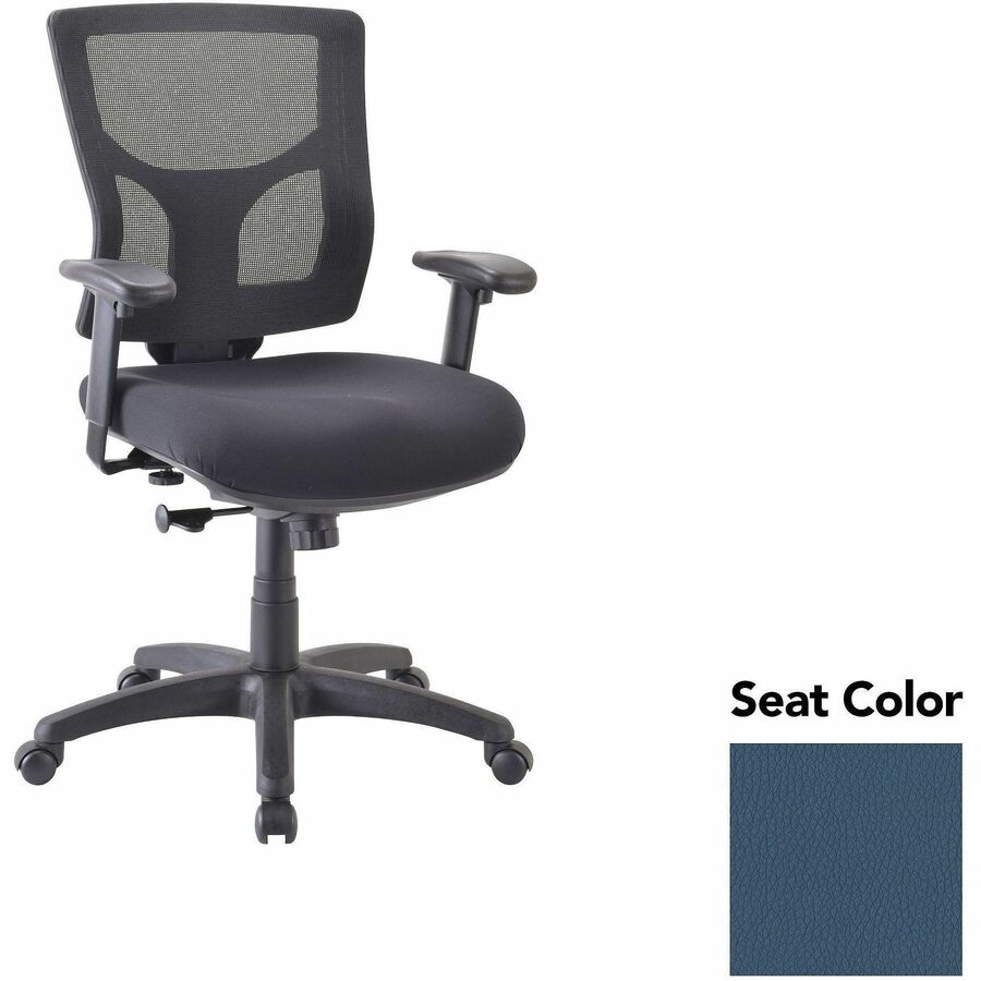 Lorell Conjure Swivel/Tilt Task Chair - Dillon Ocean Seat Color - Mesh Back Material - Mid Back - Armrest - 1 Each