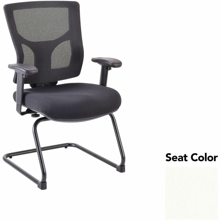 Lorell Conjure Sled Base Guest Chair - Dillon Snow Seat Color - Polyurethane Foam Seat Material - Mesh Back Material - Mid Back - Cantilever, Sled Base - Armrest - 1 Each