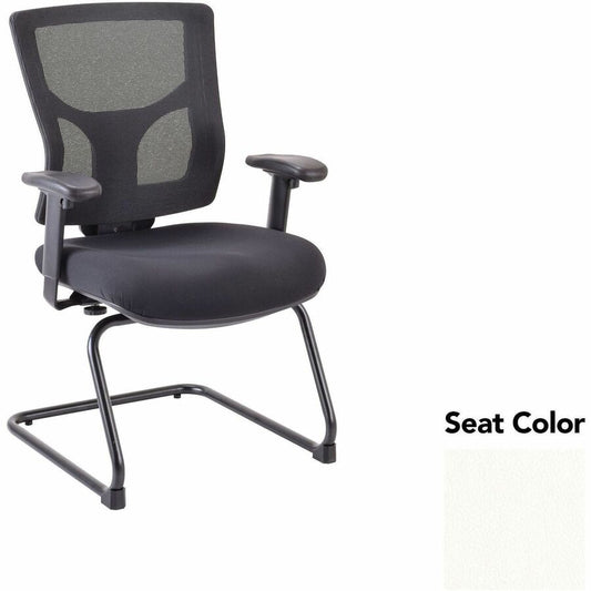 Lorell Conjure Sled Base Guest Chair - Dillon Snow Seat Color - Polyurethane Foam Seat Material - Mesh Back Material - Mid Back - Cantilever, Sled Base - Armrest - 1 Each