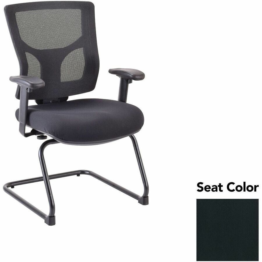 Lorell Conjure Sled Base Guest Chair - Dillon Black Seat Color - Polyurethane Foam Seat Material - Mesh Back Material - Mid Back - Cantilever, Sled Base - Armrest - 1 Each