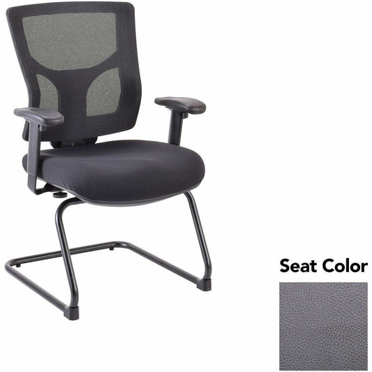 Lorell Conjure Sled Base Guest Chair - Canyon Carbon Seat Color - Polyurethane Foam Seat Material - Mesh Back Material - Mid Back - Cantilever, Sled Base - Armrest - 1 Each