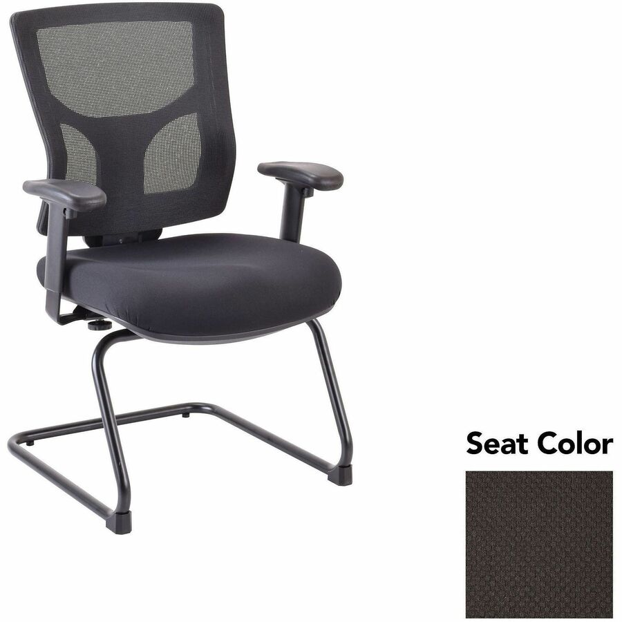 Lorell Conjure Sled Base Guest Chair - Perfection Black Seat Color - Polyurethane Foam Seat Material - Mesh Back Material - Mid Back - Cantilever, Sled Base - Armrest - 1 Each