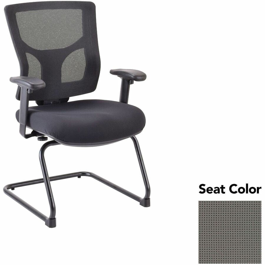 Lorell Conjure Sled Base Guest Chair - Expo Fog Seat Color - Polyurethane Foam Seat Material - Mesh Back Material - Mid Back - Cantilever, Sled Base - Armrest - 1 Each