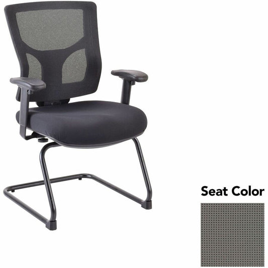 Lorell Conjure Sled Base Guest Chair - Expo Fog Seat Color - Polyurethane Foam Seat Material - Mesh Back Material - Mid Back - Cantilever, Sled Base - Armrest - 1 Each
