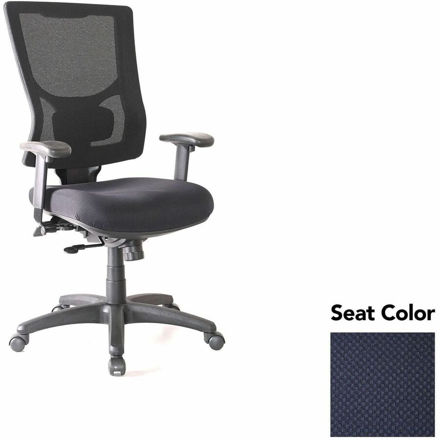 Lorell Conjure High-Back Office Chair - Perfection Navy Seat Color - Mesh Back Material - High Back - Armrest - 1 Each