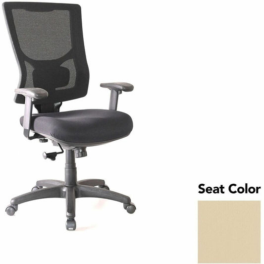 Lorell Conjure High-Back Swivel/Tilt Office Chair - Dillon Buff Seat Color - Polyurethane Foam Seat Material - Mesh Back Material - High Back - Armrest - 1 Each