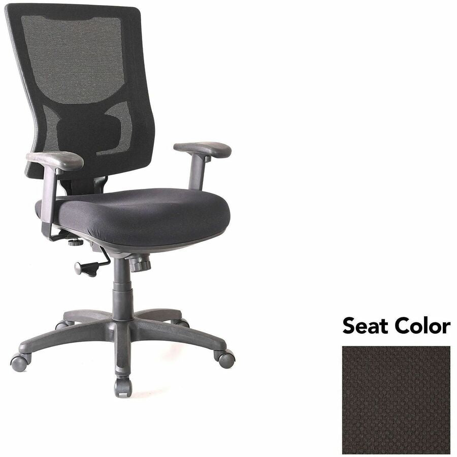 Lorell Conjure High-Back Swivel/Tilt Office Chair - Perfection Black Seat Color - Polyurethane Foam Seat Material - Mesh Back Material - High Back - Armrest - 1 Each