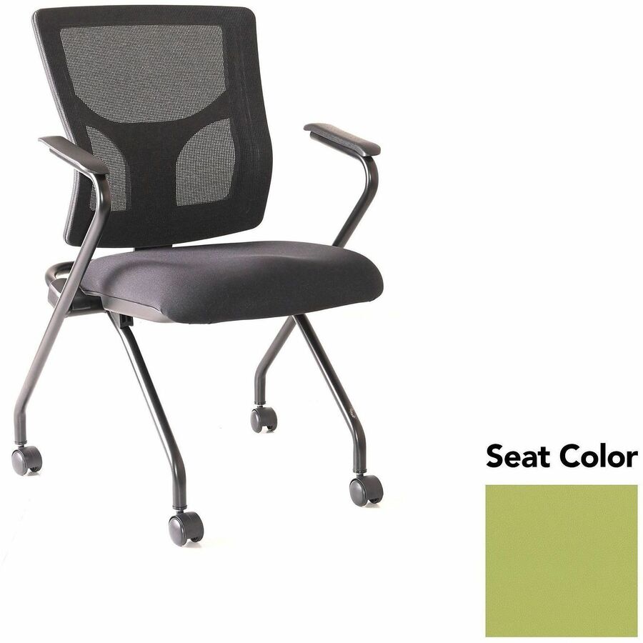 Lorell Conjure Mesh Training Chairs with Arms - Dillon Apple Green Seat Color - Polyurethane, Foam Seat Material - Mesh Back Material - High Back - Black - Armrest - 2 / Carton