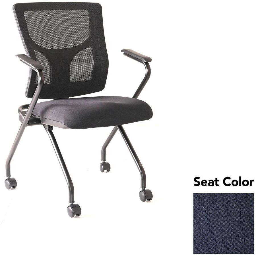 Lorell Conjure Mesh Training Chairs with Arms - Perfection Navy Seat Color - Polyurethane, Foam Seat Material - Mesh Back Material - High Back - Black - Armrest - 2 / Carton