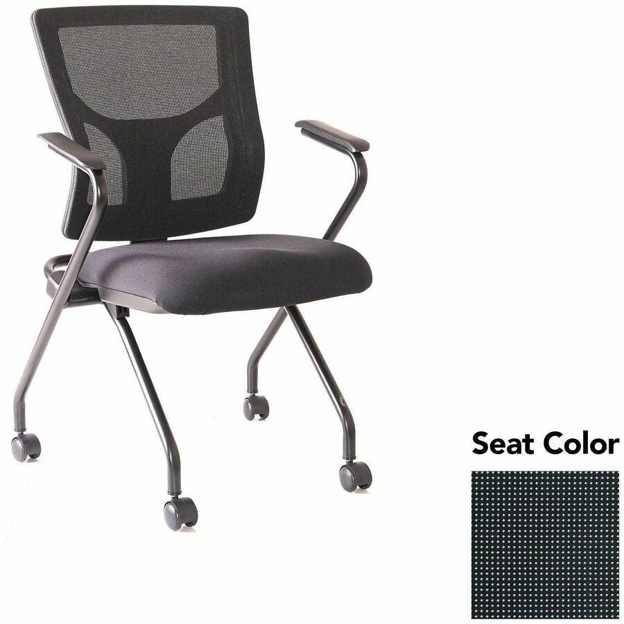 Lorell Conjure Mesh Training Chairs with Arms - Expo Tuxedo Seat Color - Polyurethane, Foam Seat Material - Mesh Back Material - High Back - Black - Armrest - 2 / Carton