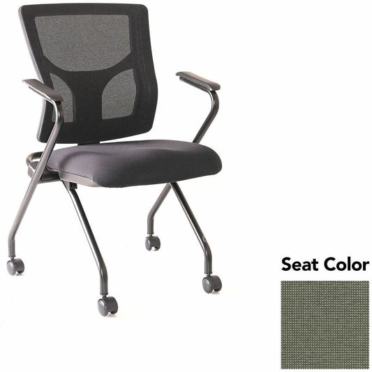 Lorell Conjure Mesh Training Chairs with Arms - Shire Sage Seat Color - Polyurethane, Foam Seat Material - Mesh Back Material - High Back - Black - Armrest - 2 / Carton