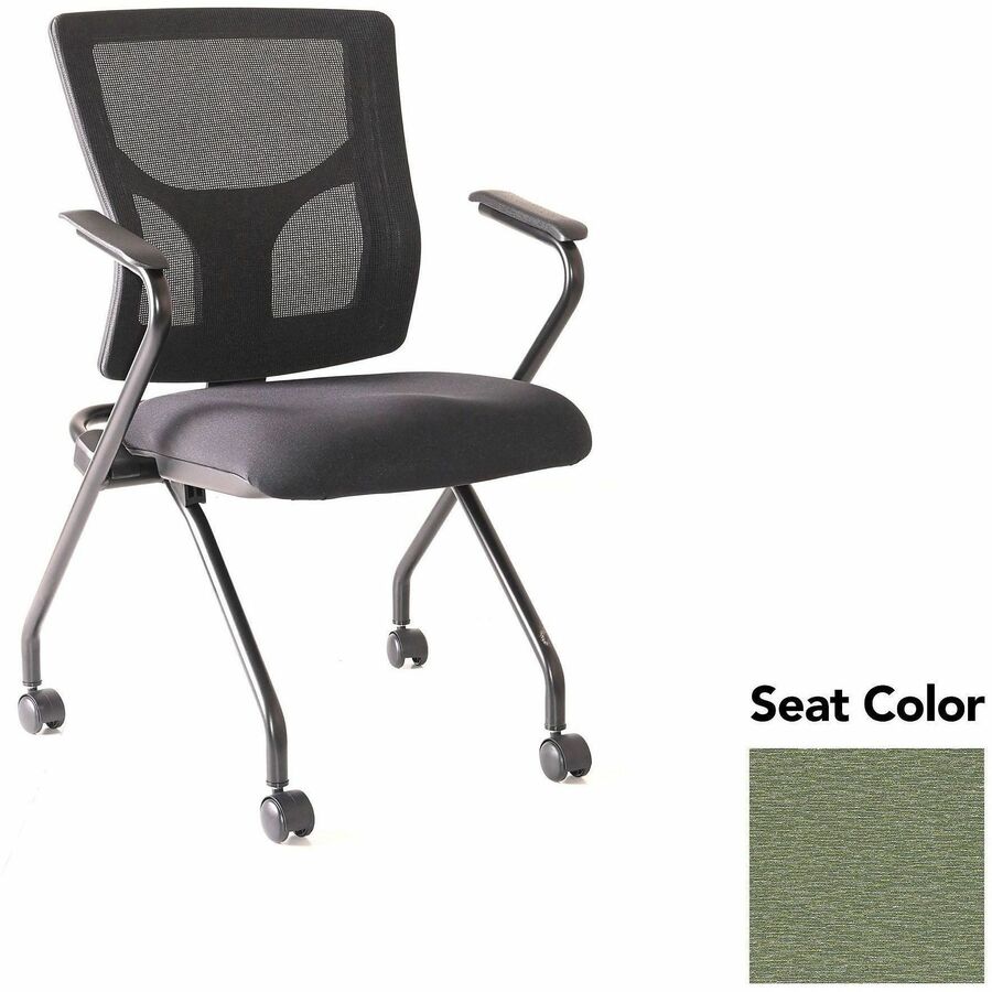 Lorell Conjure Mesh Training Chairs with Arms - Fuse Cress Seat Color - Polyurethane, Foam Seat Material - Mesh Back Material - High Back - Black - Armrest - 2 / Carton